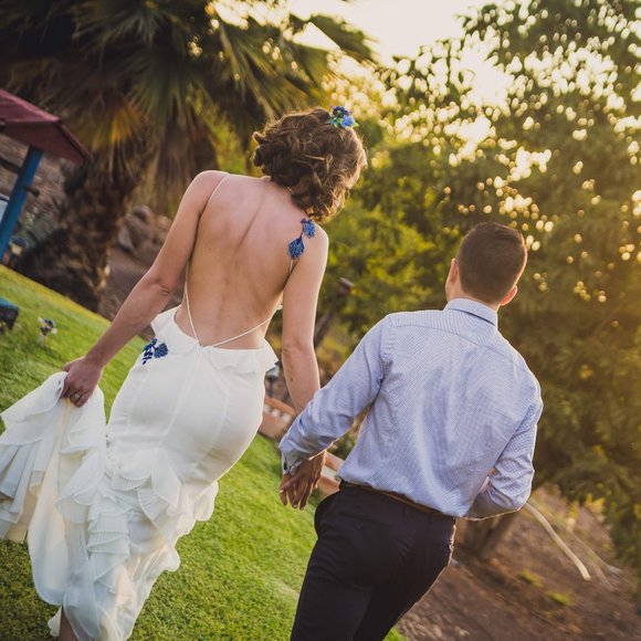 Hand embroidered summer wedding dress - Picture 7 of 9